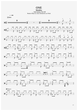 Metallica One score for Drums