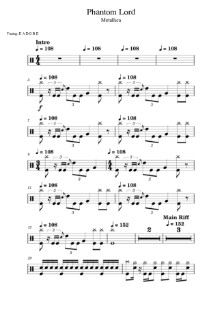 Metallica Phantom Lord score for Drums