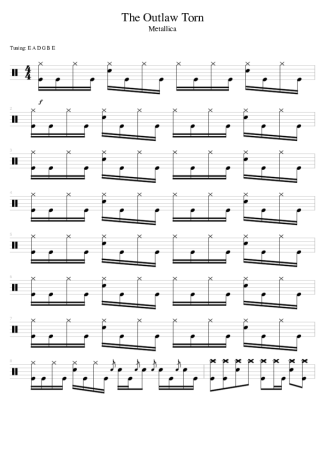 Metallica The Outlaw Torn score for Drums