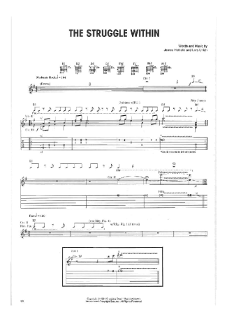 Metallica The Struggle Within score for Guitar