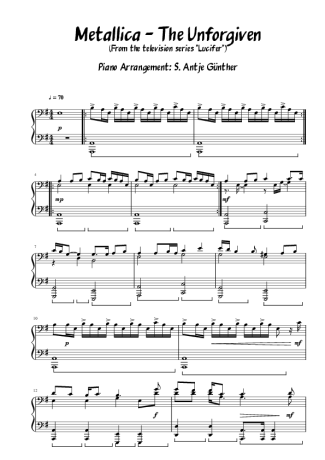 Metallica The Unforgiven score for Piano