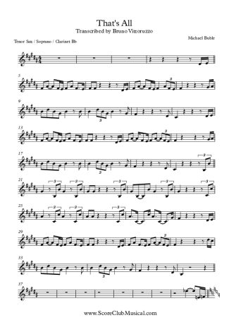 Michael Bublé  score for Tenor Saxophone Soprano (Bb)
