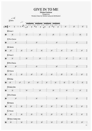 Michael Jackson Give In To Me score for Drums