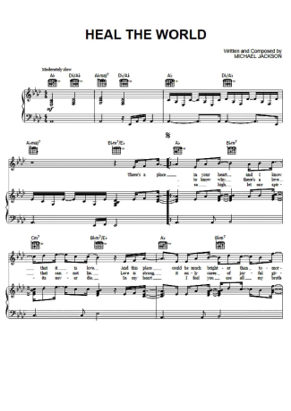 Michael Jackson Heal The World score for Piano