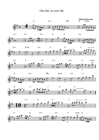 Michael Jackson One Day In Your Life score for Clarinet (Bb)