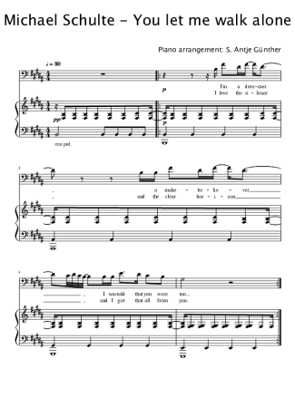 Michael Schulte You Let Me Walk Alone score for Piano