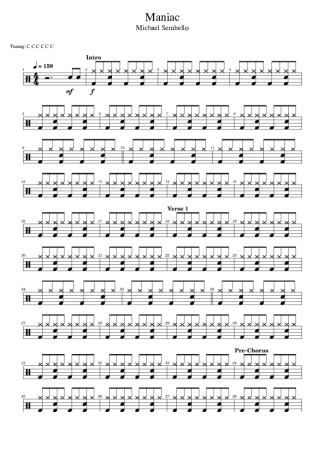 Michael Sembello Maniac score for Drums