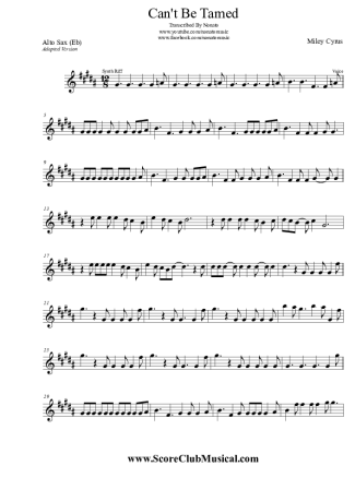 Miley Cyrus  score for Alto Saxophone