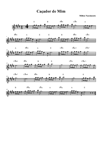 Milton Nascimento Caçador de Mim score for Tenor Saxophone Soprano (Bb)