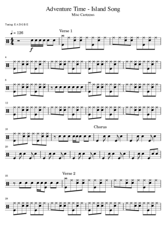 Misc Cartoons Adventure Time, Island Song score for Drums