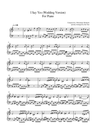 Mitsumune Shinkichi I Say Yes (Wedding Version) score for Piano