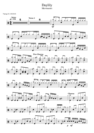 Movements Daylily score for Drums