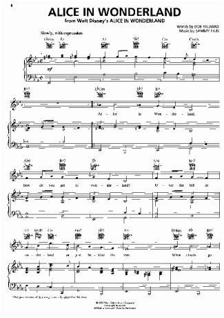 Movie Soundtracks (Temas de Filmes) Alice In Wonderland score for Piano