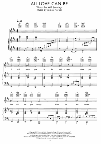 Movie Soundtracks (Temas de Filmes) All Love Can Be score for Piano