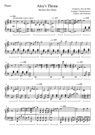 Movie Soundtracks (Temas de Filmes) Aloy Theme (Horizon Zero Down) score for Piano