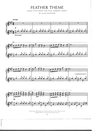 Movie Soundtracks (Temas de Filmes) Feather Theme (Forrest Gump) score for Piano