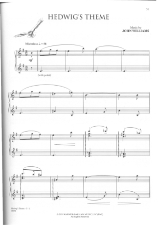 Movie Soundtracks (Temas de Filmes) Hedwigs Theme score for Piano