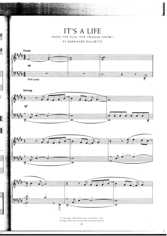 Movie Soundtracks (Temas de Filmes) Its A Life (The Truman Show) score for Piano