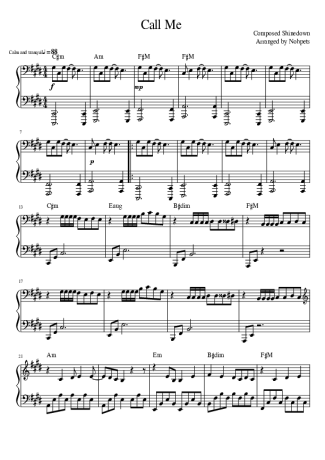Movie Soundtracks (Temas de Filmes) Shinedown (Call me) score for Piano