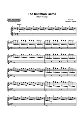 Movie Soundtracks (Temas de Filmes) The Imitation Game score for Piano