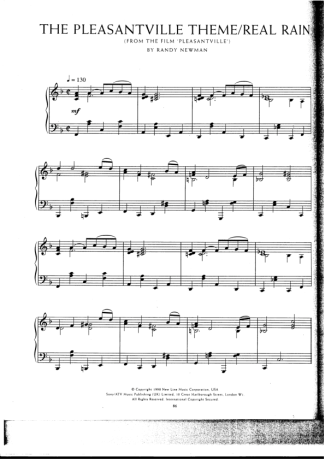 Movie Soundtracks (Temas de Filmes) The Pleasantville Theme (Pleasantville) score for Piano