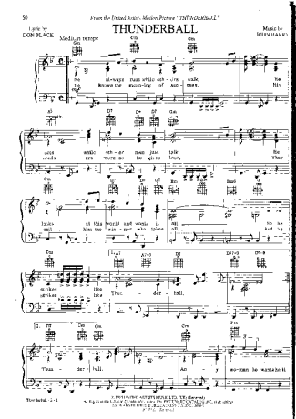 Movie Soundtracks (Temas de Filmes) Thunderball score for Piano