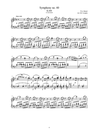 Mozart Symphony no. 40 - Mov. I score for Piano
