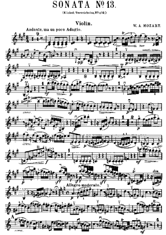 Mozart Violin Sonata 13 score for Violin