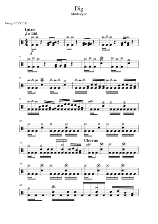 Mudvayne Dig score for Drums