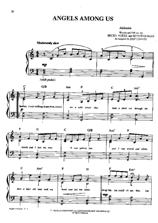Music Alabama Angels Among Us score for Piano