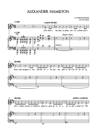 Musicals (Temas de Musicais) Alexander Hamilton score for Piano