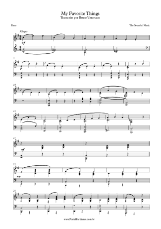 Musicals (Temas de Musicais) My Favorite Things score for Piano
