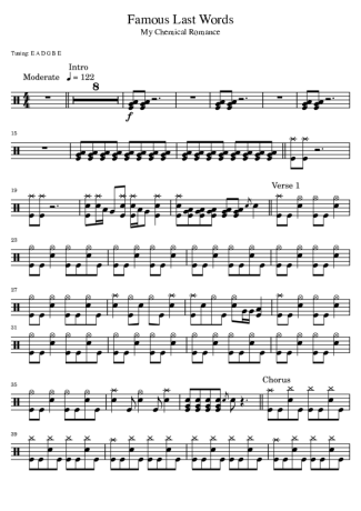 My Chemical Romance  score for Drums