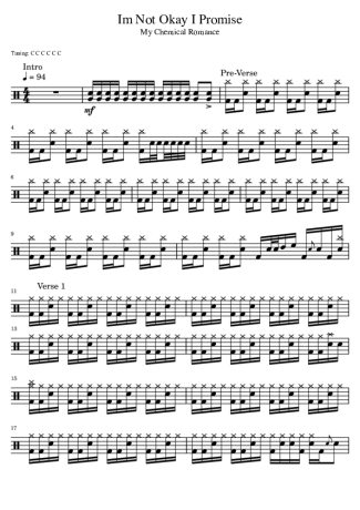 My Chemical Romance  score for Drums