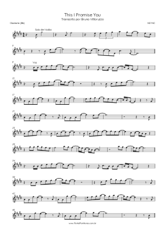 NSYNC This I Promise You score for Clarinet (Bb)