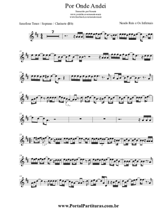 Nando Reis Por Onde Andei score for Tenor Saxophone Soprano (Bb)
