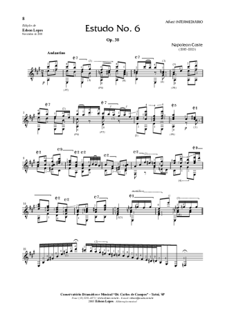 Napoléon Coste Estudo Op. 38 Nr 06 score for Acoustic Guitar