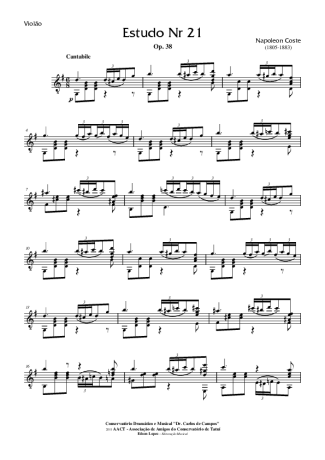 Napoléon Coste Estudo Op. 38 Nr 21 score for Acoustic Guitar