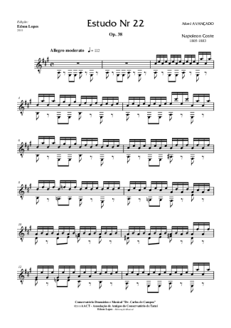 Napoléon Coste Estudo Op. 38 Nr 22 score for Acoustic Guitar