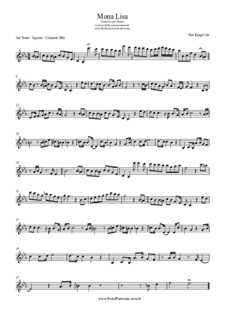 Nat King Cole  score for Tenor Saxophone Soprano (Bb)