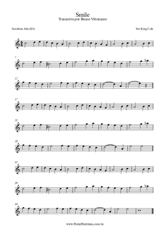 Nat King Cole Smile score for Alto Saxophone