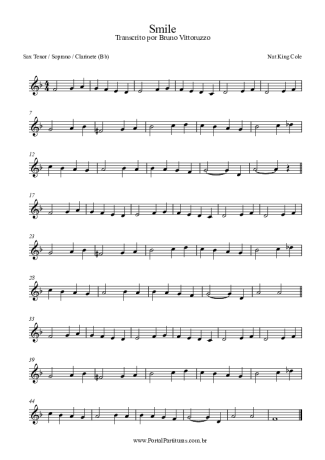 Nat King Cole  score for Tenor Saxophone Soprano (Bb)