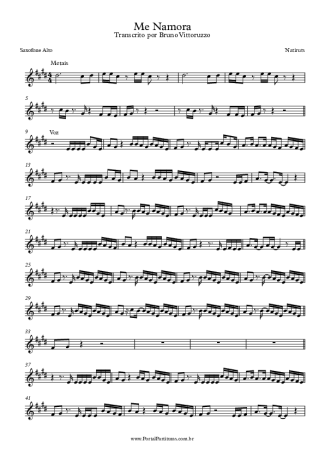 Natiruts Me Namora score for Alto Saxophone
