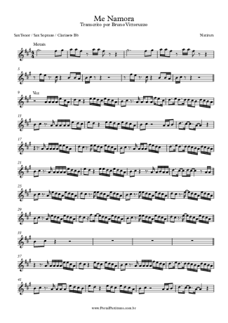 Natiruts Me Namora score for Clarinet (Bb)