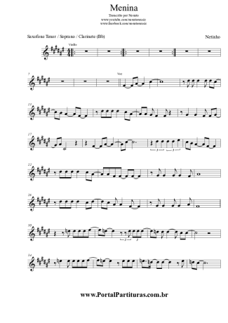 Netinho  score for Tenor Saxophone Soprano (Bb)
