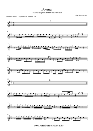 Ney Matogrosso Poema score for Clarinet (Bb)