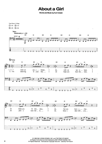 Nirvana About A Girl score for Bass