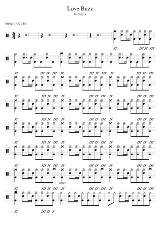 Nirvana Love Buzz score for Drums