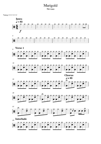 Nirvana Marigold score for Drums