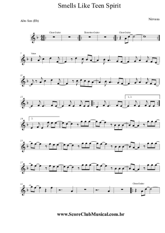 Nirvana  score for Alto Saxophone
